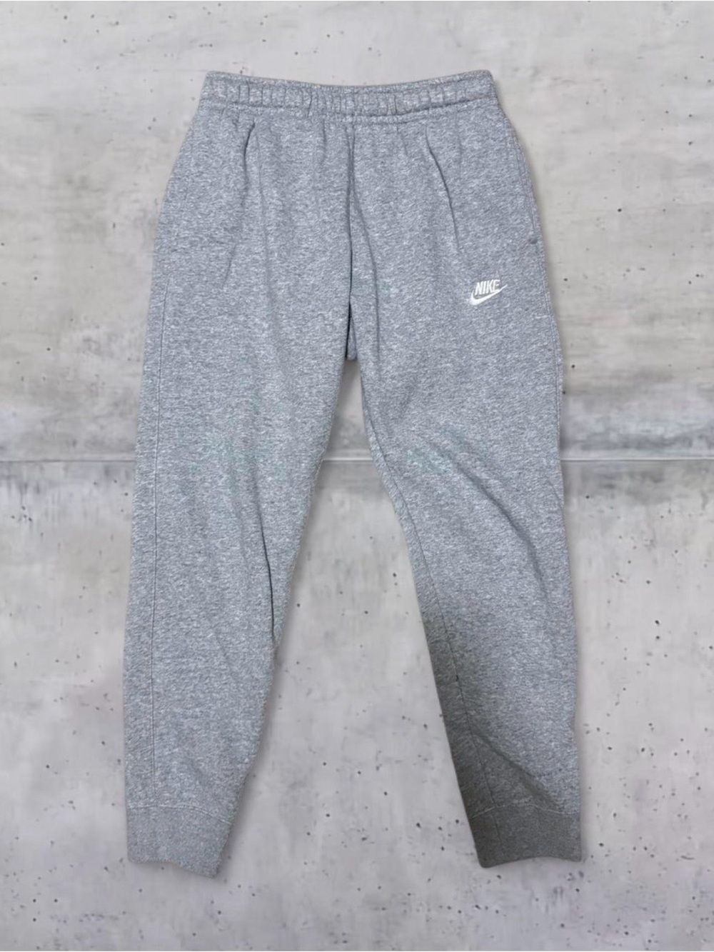 Nike Light Gray Heather Fleece Joggers with White Swoosh